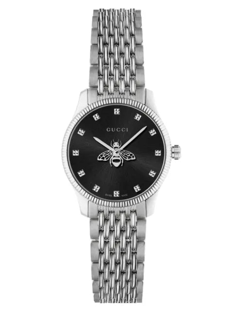 Gucci G Timeless Quartz Black Dial Silver Steel Strap Watch For Women - YA1265020 Buy Now By Gucci