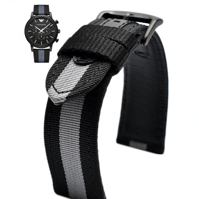 Emporio Armani Luigi Chronograph Quartz Black Dial Two Tone Nylon Strap Watch For Men - AR1948 Buy Now By Emporio Armani