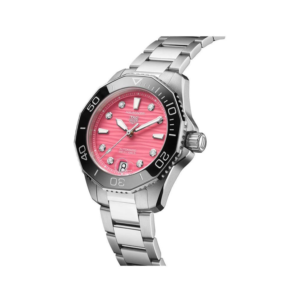 Tag Heuer Aquaracer Professional 300 Automatic Diamonds Pink Dial Silver Steel Strap Watch for Women - WBP231J.BA0618 Buy Now By Tag Heuer