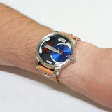Diesel Mini Daddy Blue & Black Dial Brown Leather Strap Watch For Men - DZ7308 Buy Now By Diesel