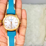 Burberry The City Gold Dial Blue Leather Strap Watch for Women - BU9018 Buy Now By Burberry