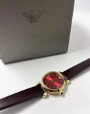 Emporio Armani Gianni T Bar Burgundy Dial Burgundy Leather Strap Watch For Women - AR1758 Buy Now By Emporio Armani
