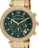Michael Kors Parker Chronograph Green Dial Gold Steel Strap Watch for Women - MK6263 Buy Now By Michael Kors