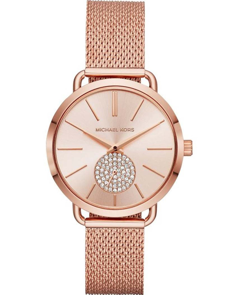 Michael Kors Portia Rose Gold Dial Rose Gold Mesh Bracelet Watch for Women - MK3845 Buy Now By Michael Kors