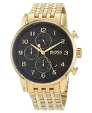 Hugo Boss Navigator Black Dial Gold Steel Strap Watch for Men - 1513531 Buy Now By Hugo Boss