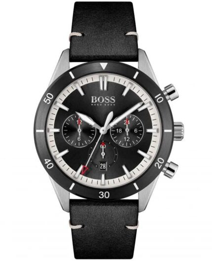 Hugo Boss Chronograph Black Dial Black Leather Strap Watch for Men - 1513864 Buy Now By Hugo Boss