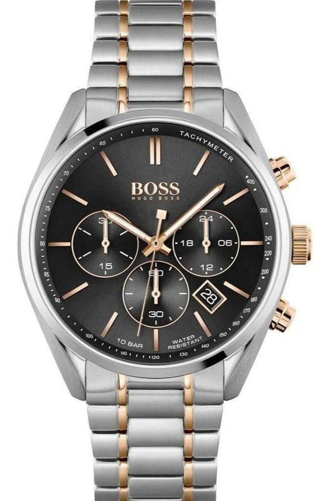 Hugo Boss Champion Chronograph Black Dial Two Tone Steel Strap Watch for Men - 1513819 Buy Now By Hugo Boss