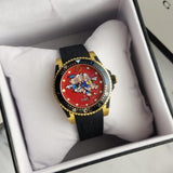 Gucci Dive Quartz Red Dial Black Rubber Strap Watch For Men - YA136325 Buy Now By Gucci