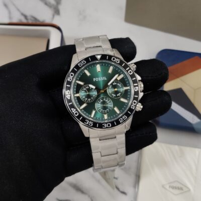 Fossil Bannon Chronograph Green Dial Silver Steel Strap Watch for Men - BQ2492 Buy Now By Fossil