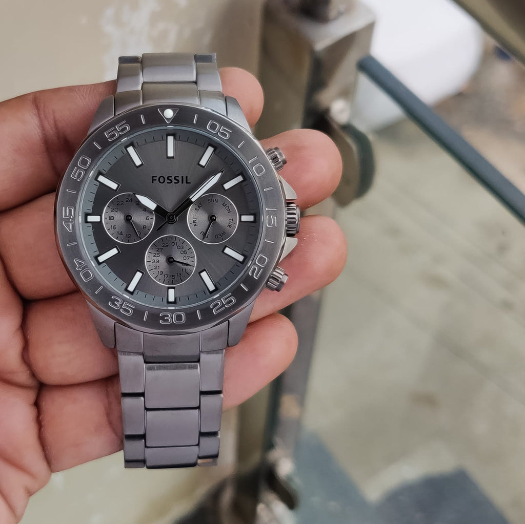 Fossil Bannon Multifunction Chronograph Grey Dial Grey Steel Strap Watch for Men - BQ2491 Buy Now By Fossil