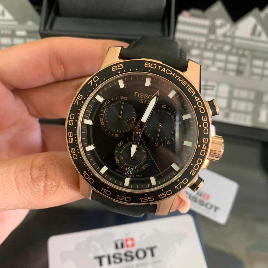 Tissot Supersport Chrono Black Dial Black Leather Strap Watch for Men - T125.617.36.051.00 Buy Now By Tissot