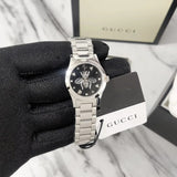 Gucci G Timeless Quartz Diamonds Black Dial Silver Steel Strap Watch For Women - YA1265024 Buy Now By Gucci