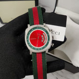 Gucci Grip Quartz Chronograph Red Dial Two Tone NATO Strap Watch for Men - YA157304 Buy Now By Gucci