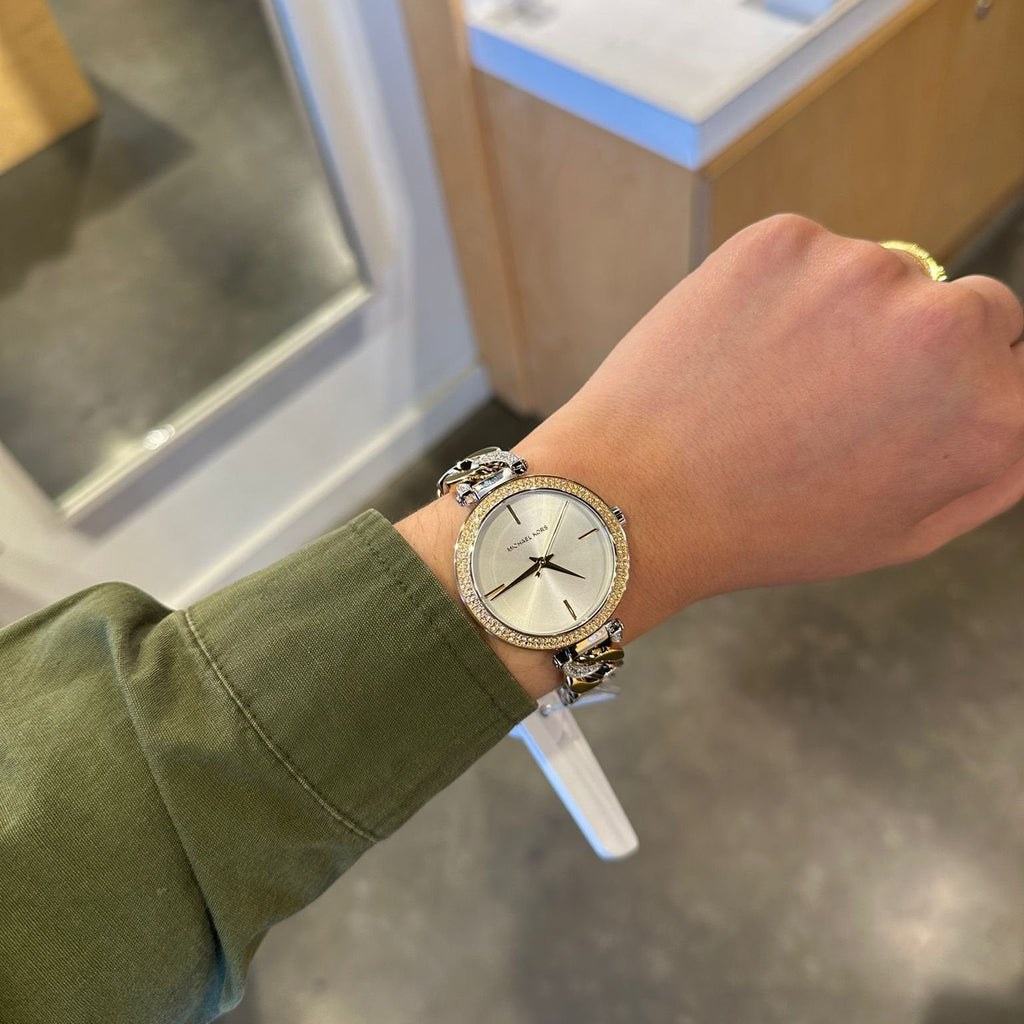 Michael Kors Catelyn Three-Hand Crystals Silver Dial Two Tone Steel Strap Watch for Women - MK4633 Buy Now By Michael Kors