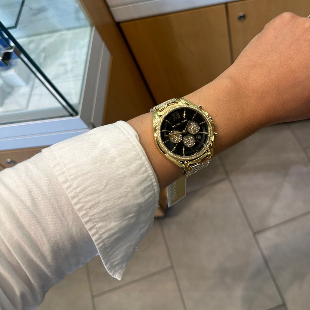 Michael Kors Whitney Chronograph Black Dial Gold Steel Strap Watch for Women - MK7224 Buy Now By Michael Kors