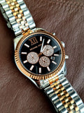 Michael Kors Lexington Chronograph Crystals Black Dial Two Tone Steel Strap Watch for Men - MK8714 Buy Now By Michael Kors