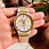 Salvatore Ferragamo F-80 Classic White Dial Two Tone Steel Strap Watch for Men - SFME00821 Buy Now By Salvatore Ferragamo