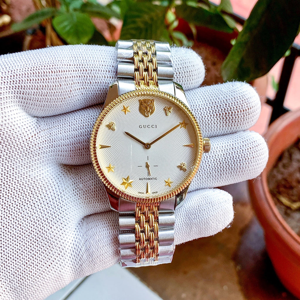 Gucci G Timeless Automatic White Dial Two Tone Steel Strap Watch for Men - YA126356 Buy Now By Gucci