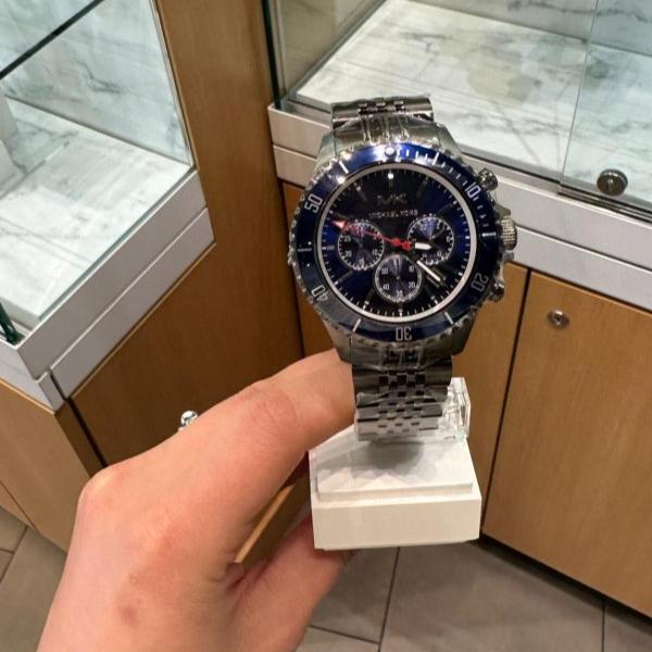 Michael Kors Bayville Chronograph Blue Dial Grey Steel Strap Watch For Men - MK8727 Buy Now By Michael Kors