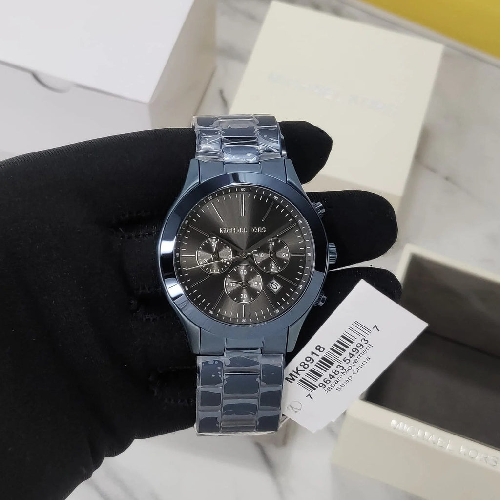 Michael Kors Slim Runway Chronograph Black Dial Blue Steel Strap Watch for Men - MK8918 Buy Now By Michael Kors