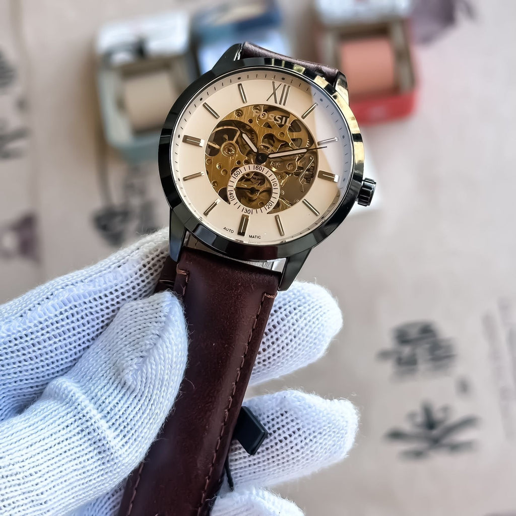 Fossil Neutra Automatic Skeleton White Dial Brown Leather Strap Watch for Men - ME3184 Buy Now By Fossil