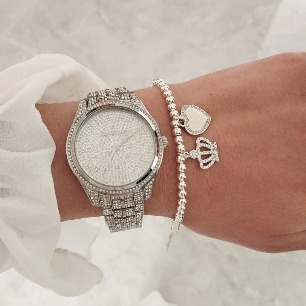 Michael Kors Lauryn Analog Crystals Silver Dial Silver Steel Strap Watch For Women - MK3717 Buy Now By Michael Kors