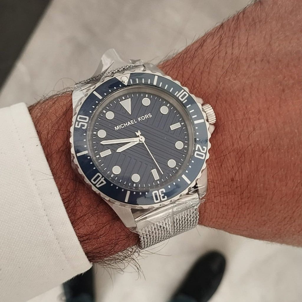 Michael Kors Everest Quartz Blue Dial Silver Mesh Bracelet Watch For Men - MK9082 Buy Now By Michael Kors