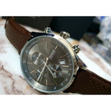 Hugo Boss Grand Prix Grey Dial Brown Leather Strap Watch for Men -  1513476