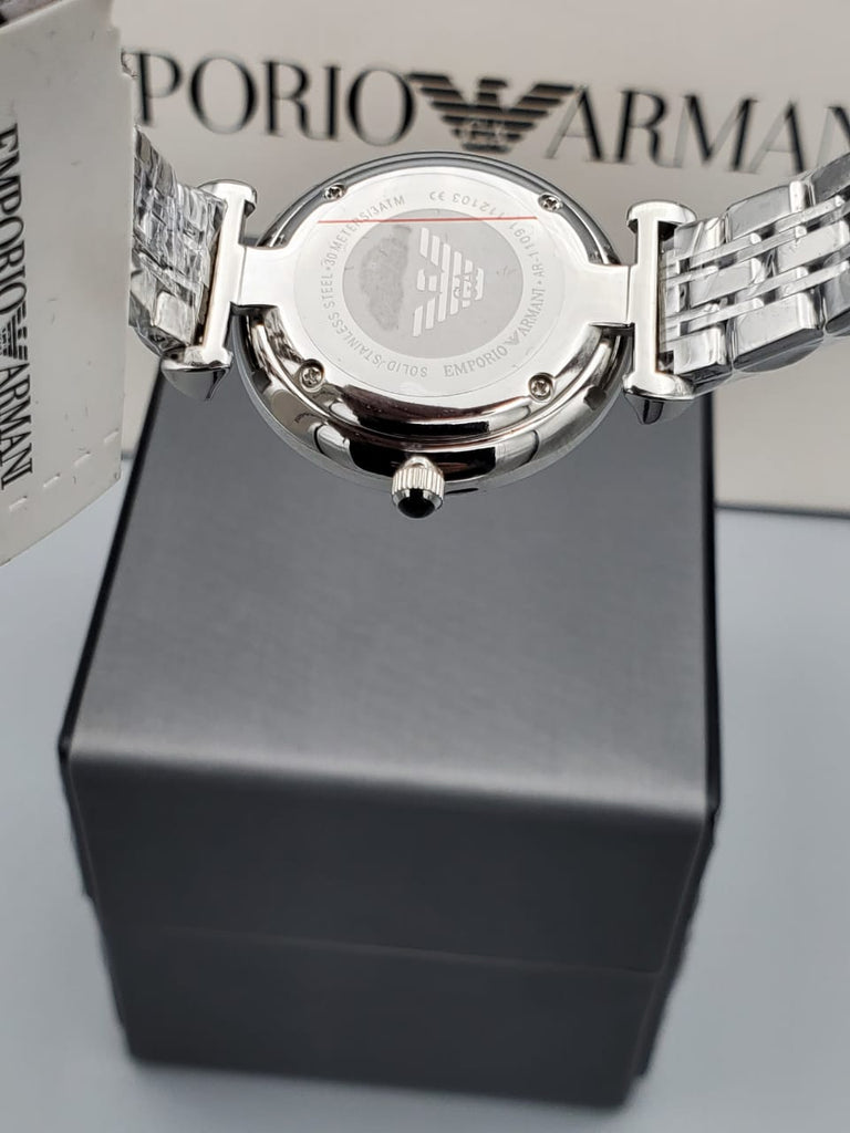 Emporio Armani Gianni T Bar Dark Blue Dial Silver Stainless Steel Watch For Women - AR11091 Buy Now By Emporio Armani