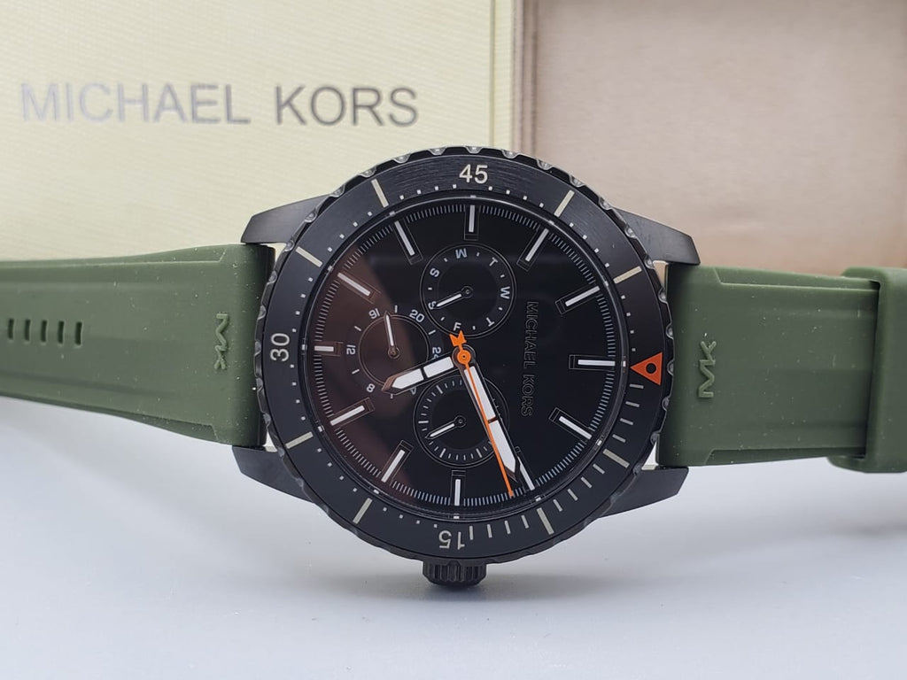 Michael Kors Cunningham Chronograph Black Dial Green Rubber Strap Watch For Men - MK7165 Buy Now By Michael Kors