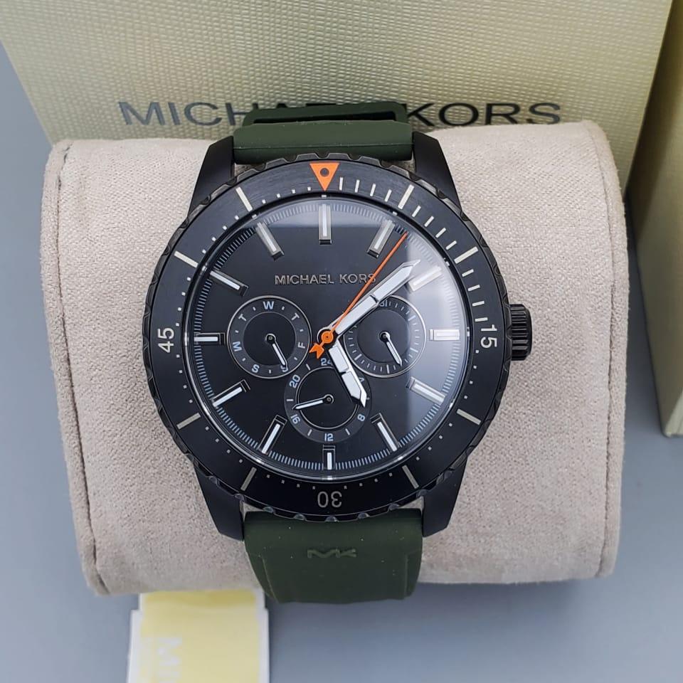 Michael Kors Cunningham Chronograph Black Dial Green Rubber Strap Watch For Men - MK7165 Buy Now By Michael Kors