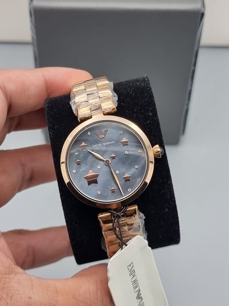 Emporio Armani Arianna Black Dial Rose Gold Stainless Steel Watch For Women - AR11197 Buy Now By Emporio Armani