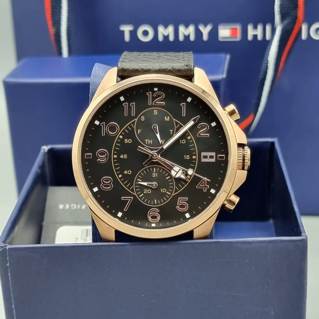 Tommy Hilfiger Dean Chronograph Quartz Black Dial Black Leather Strap Watch for Men - 1791273 Buy Now By Tommy Hilfiger