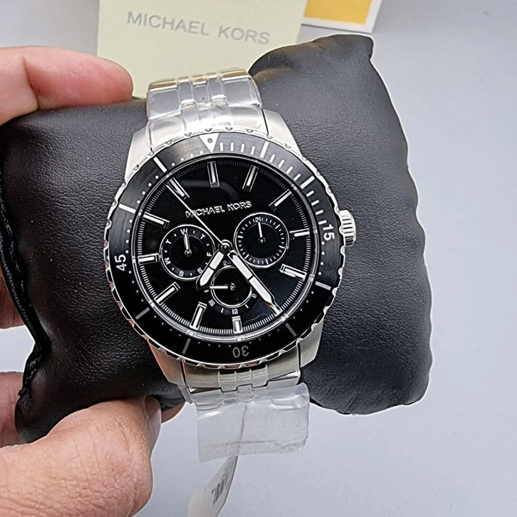 Michael Kors Cunningham Multifunction Black Dial Silver Steel Strap Watch For Men - MK7156 Buy Now By Michael Kors