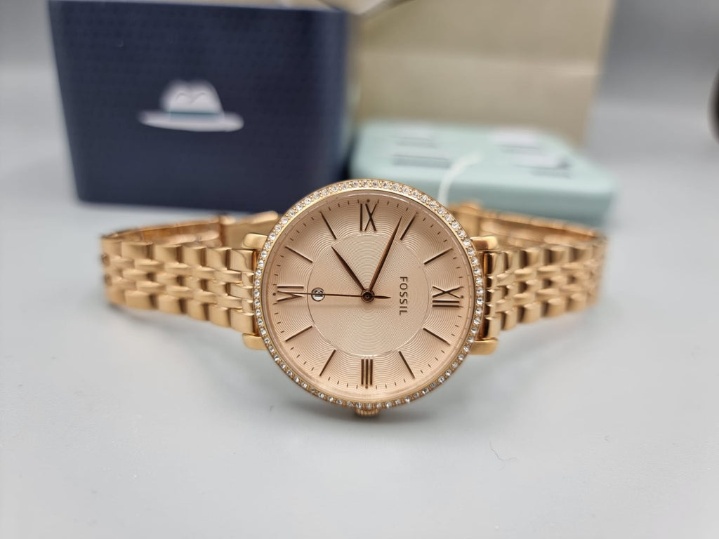 Fossil Jacqueline Rose Gold Dial Rose Gold Steel Strap Watch for Women - ES3632 Buy Now By Fossil