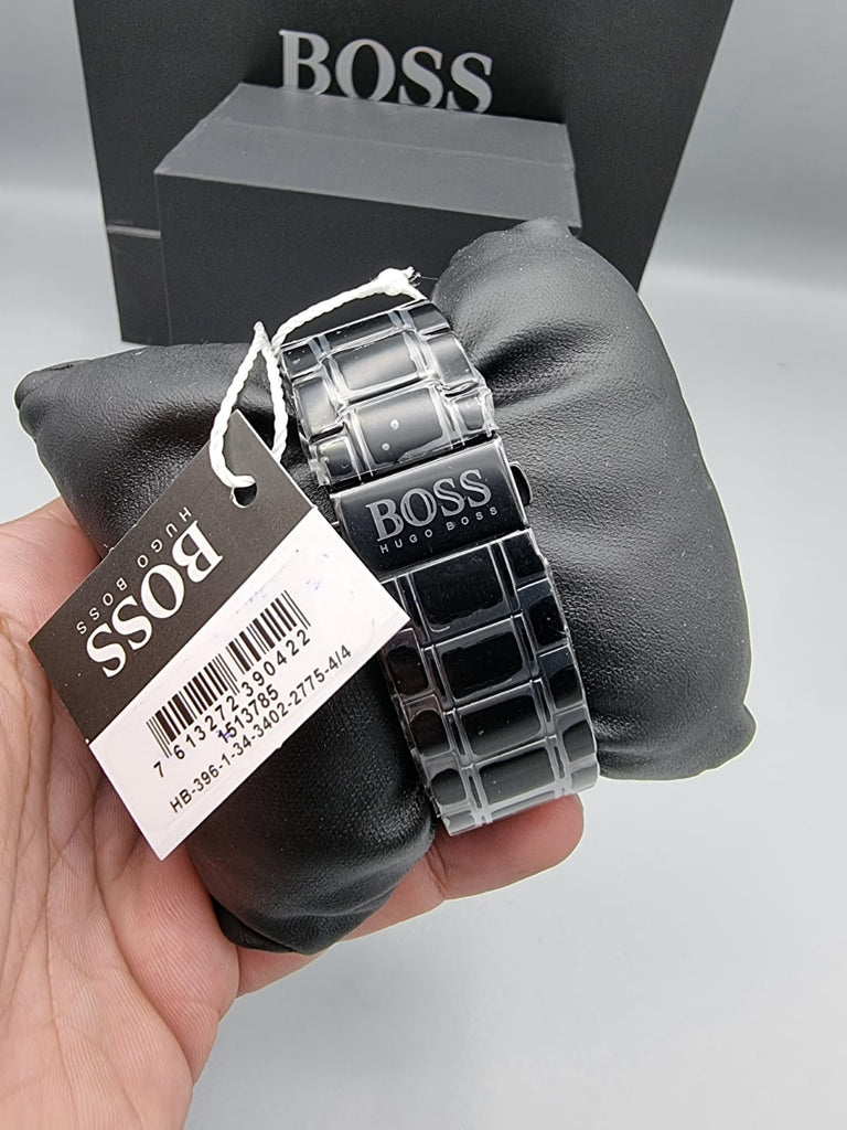 Hugo Boss Skymaster Chronograph Black Dial Black Steel Strap Watch for Men - 1513785 Buy Now By Hugo Boss