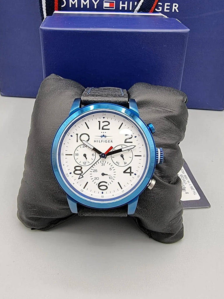Tommy Hilfiger Jake Multi Function Quartz White Dial Black Leather Strap Watch for Men - 1791235 Buy Now By Tommy Hilfiger