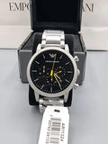 Emporio Armani Luigi Chronograph Black Dial Silver Steel Strap Watch For Men - AR11324 Buy Now By Emporio Armani