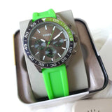Fossil Bannon Chronograph Grey Dial Green Silicone Strap Watch for Men - BQ2501 Buy Now By Fossil
