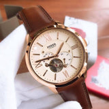 Fossil Townsman Beige Dial Brown Leather Strap Watch for Men - ME3105 Buy Now By Fossil
