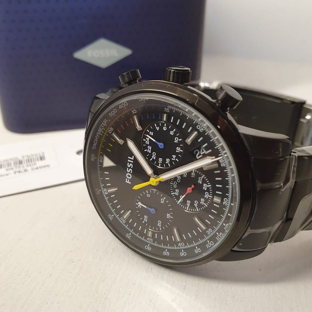 Fossil Goodwin Chronograph Black Dial Black Steel Strap Watch for Men - FS5413 Buy Now By Fossil