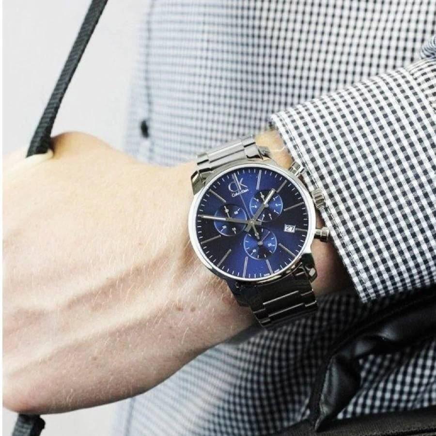 Calvin Klein City Chronograph Blue Dial Silver Steel Strap Watch for Men - K2G2714N Buy Now By Calvin Klein