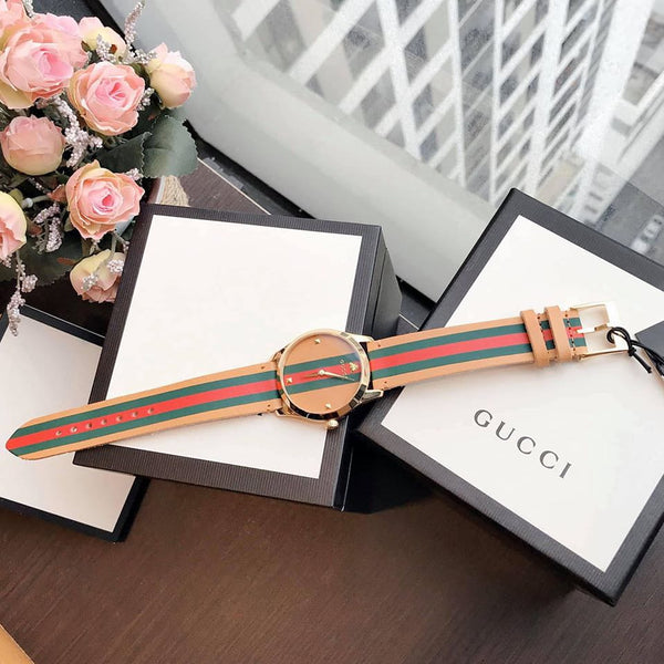 Gucci G Timeless Quartz Pink Dial Three Tone Leather Strap Watch For Women - YA1264118 Buy Now By Gucci