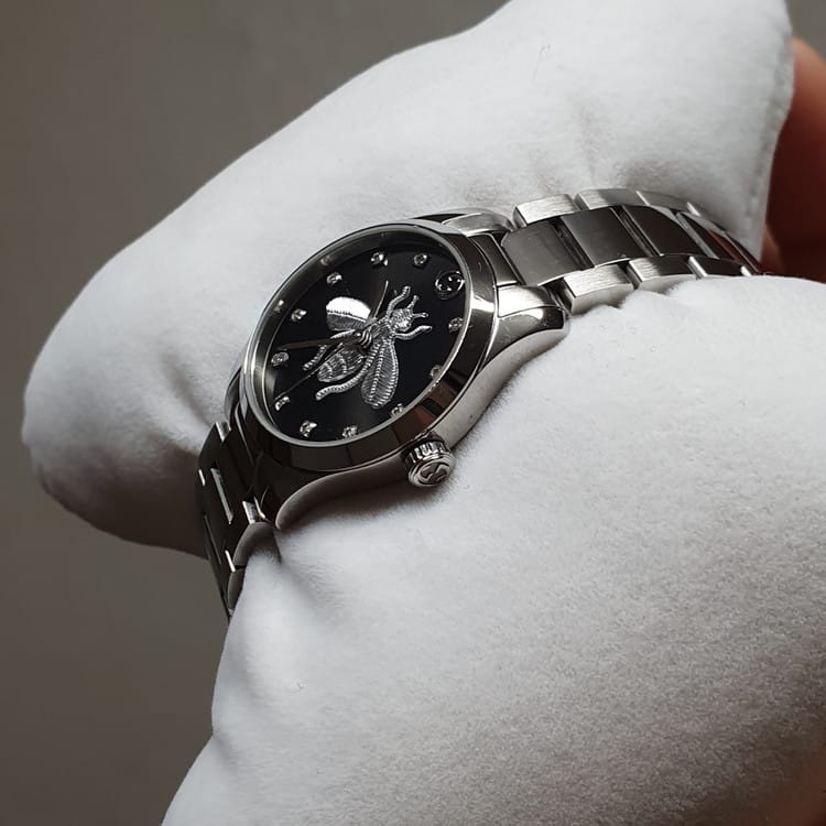 Gucci G Timeless Quartz Black Dial Silver Steel Strap Watch For Women - YA1264136 Buy Now By Gucci