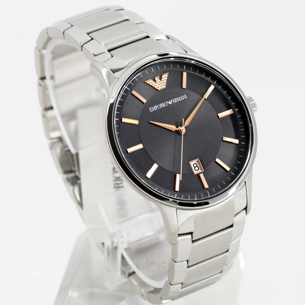 Emporio Armani Renato Quartz Black Dial Silver Steel Strap Watch For Men - AR11179 Buy Now By Emporio Armani