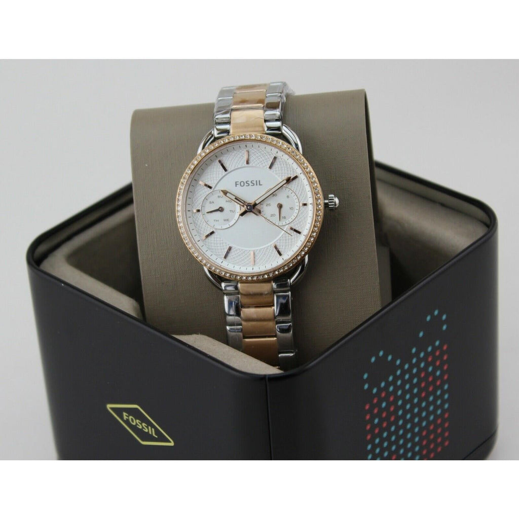Fossil Tailor White Dial Two Tone Steel Strap Watch for Women - ES4396 Buy Now By Fossil