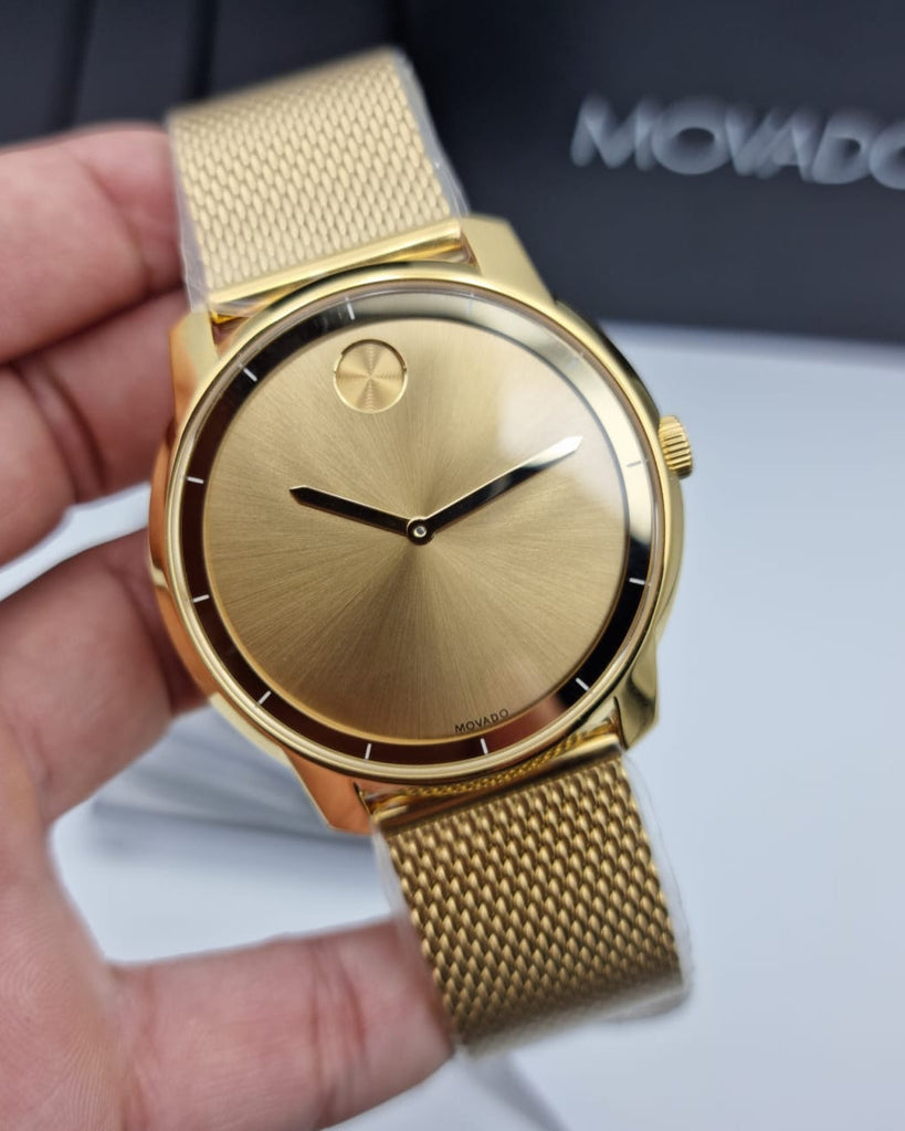 Movado Bold Gold Dial Gold Mesh Bracelet Watch For Men - 3600373 Buy Now By Movado