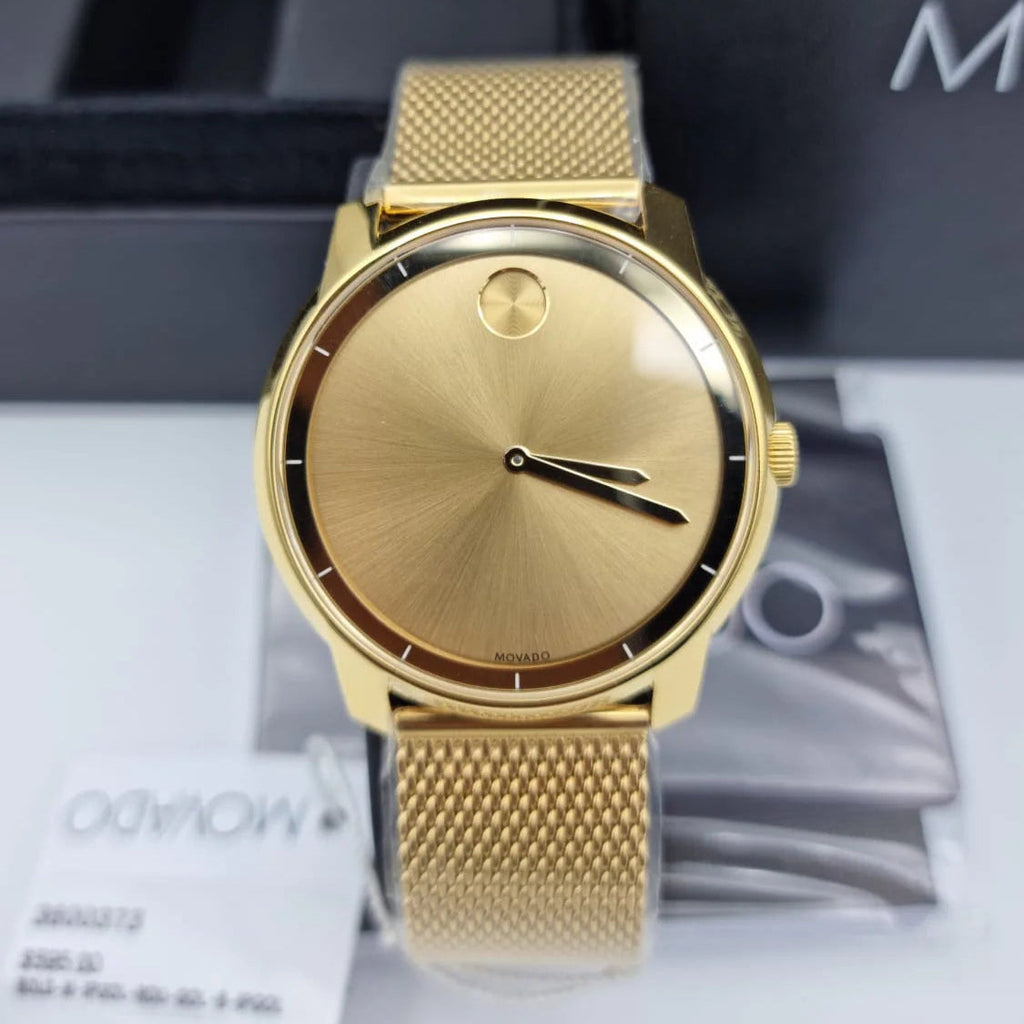 Movado Bold Gold Dial Gold Mesh Bracelet Watch For Men - 3600373 Buy Now By Movado