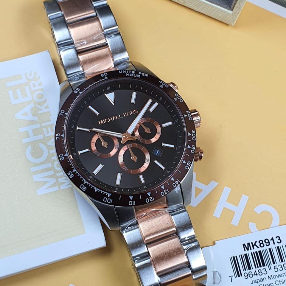 Michael Kors Layton Chronograph Black Dial Two Tone Steel Strap Watch For Men - MK8913 Buy Now By Michael Kors