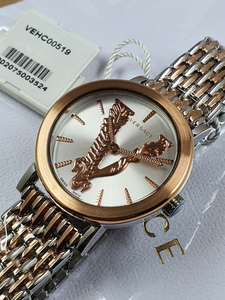 Versace Virtus Quartz White Dial Two Tone Steel Strap Watch for Women - VEHC00519 Buy Now By Versace